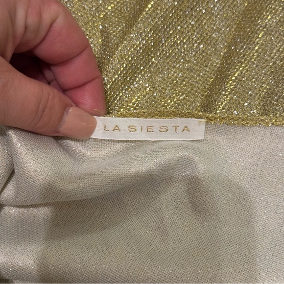 NEW Gold Metallic Evening Gown / NYE Dress - Size Large - Handmade in France - Picture 8 of 9